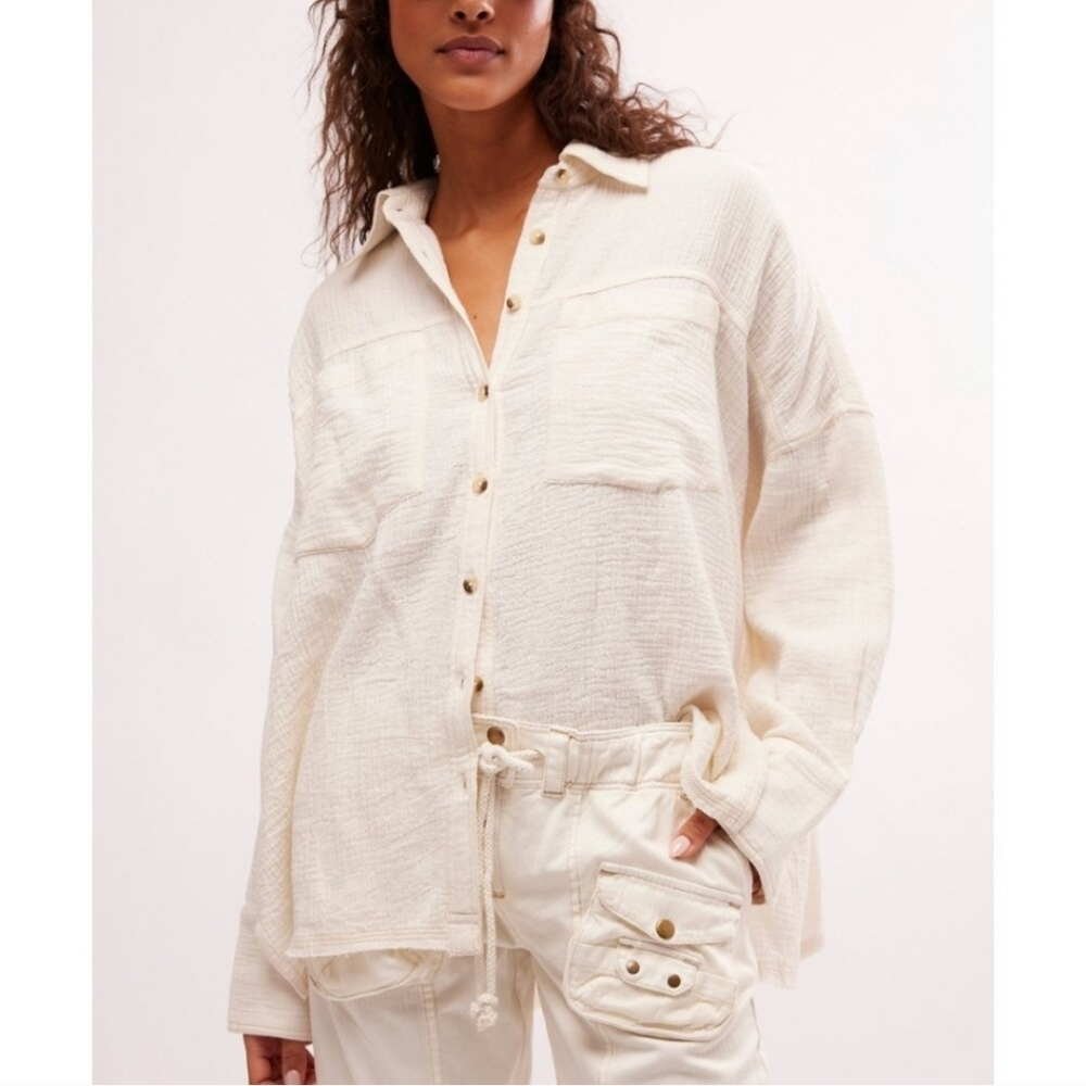 FREE PEOPLE We The Free Cardiff Top in Optic White•Size Small•NWOT - Picture 3 of 12